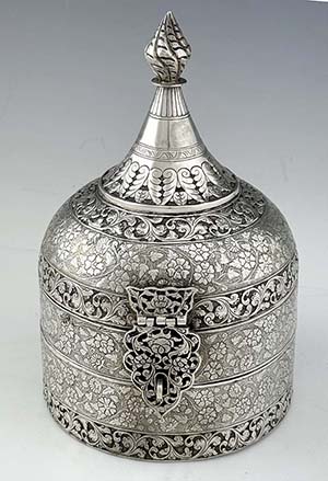 Kashmiri silver betel nut box